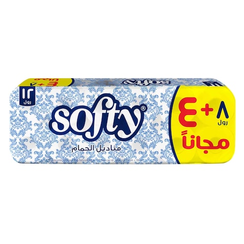 Buy Softy Toilet Tissue Paper, 2 PLY, 12 Rolls x 200 Sheets, Soft  Absorbent Bathroom Tissue in Saudi Arabia