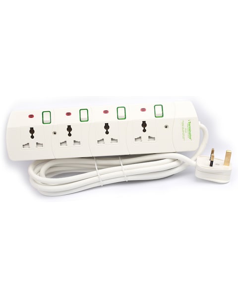 Terminator 4 Way Universal Power Extension Socket 13A 3M