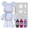 COOL BEAR COIN PIGGY BANK FIGURE (9 inch - 23 cm) ACRYLIC DRIP POUR PAINT COMPLETE KIT, Colors: Black, Rose-Red, Light-Purple. Acrylic Rich Pigments Fluid Flow Paint, Arts and Crafts.