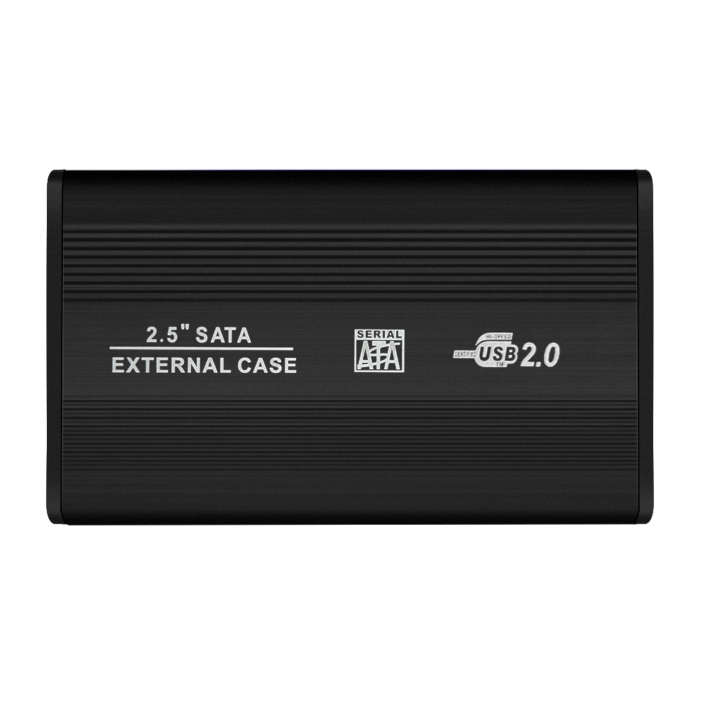 عام-2.5 '' SATA SSD HDD ضميمة USB2.0 إلى SATA يستعصي حالة القرص المحمولة سبائك الألومنيوم وSSD HDD ضميمة الأسود