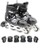 EASY FUTURE Inline Skates Adjustable Size Roller Skates with Flashing Wheels Children Skate Shoes Including Protective Gear Knee Elbow Wrist Black Large (39-42)