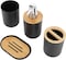 4 Piece Plastic Bamboo Bathroom Accessories Set Black