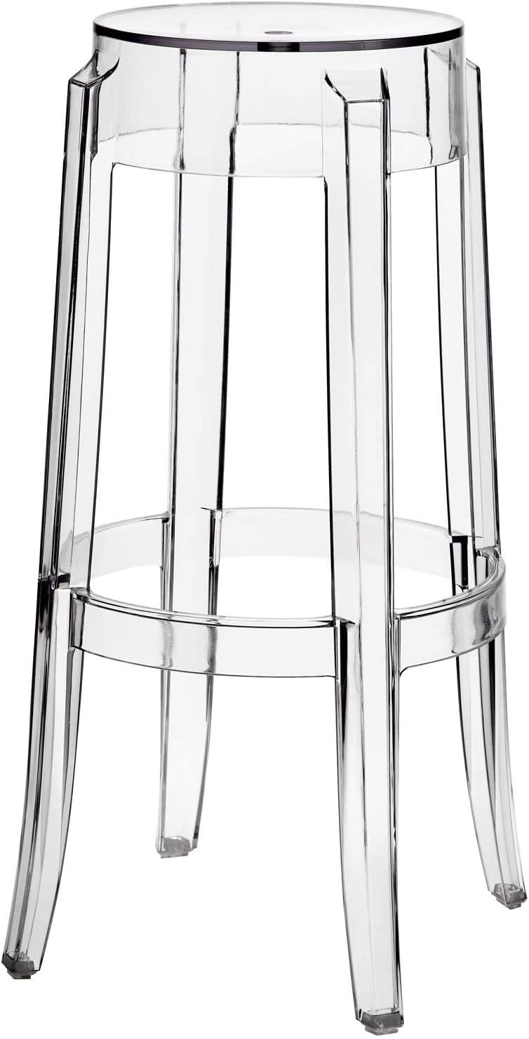 LANNY Plastic Stool Transparent Color Acrylic Dining Chair Crystal Stool Bar Stool 8701# Home Chair Creative High Bar Stool (75CM H)