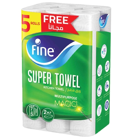 Fine Kitchen Super Towel 110 Sheet 2 Ply 7+5 Rolls Free