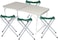 Royalford Camping Table And Chairs- Rf11676 Lightweight, Portable And Foldable, Folds Flat For Storage Iron Tube With Washable Cloth And Perfect For Indoor And Outdoor Entertainment Silver