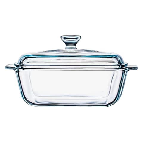 8100-4 Square Microwaveable Tempered Glass Casserole 0.8L Clear