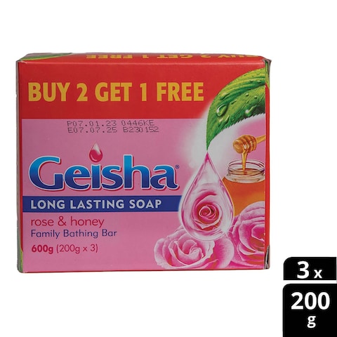 Geisha Rose &amp; Honey Pink Family Bathing Soap Value Pack 200G X 3
