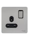 Schneider Ultimate Stainless Steel Screwless Flat Plate 13A 1 Gang Single Switch Socket Black Insert
