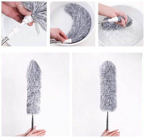 Doreen Extendable Feather Duster With Telescopic Pole, Fluffy Feather Duster Extra Long 111 Inches, Microfiber Duster With Washable Bendable Head, Hand Duster For Cleaning High Ceiling Fans