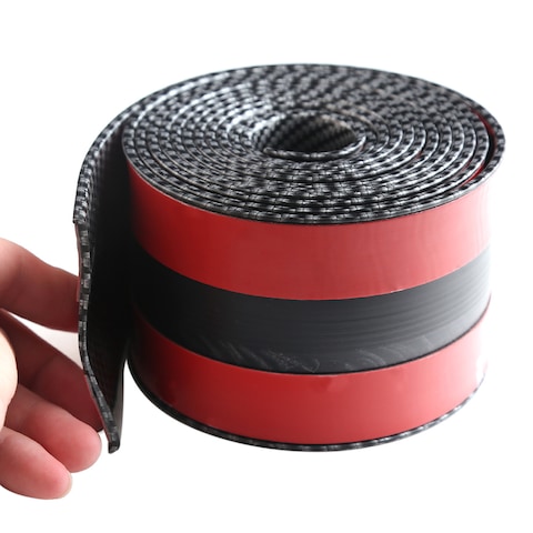 Generic-Universal Car Sticker 4D Carbon Fiber Rubber DIY Door Sill Protector Edge Guard 1m 5cm