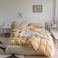 LUNA HOME Premium King Size Korean Bedding Set, Plain Cream and Yellow Color