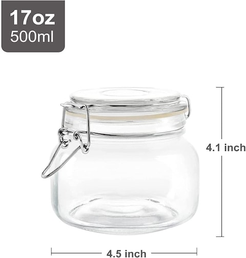 Star Cook Airtight Glass Canister Square Jar with Lids - Set of 3,500ml