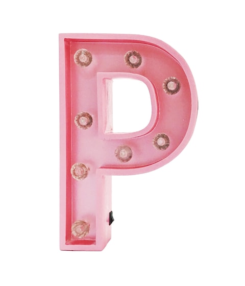 LED Marquee Letter Light Sign Wooden Pink (P) 25cm