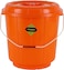 Royalford 13L Plastic Bucket With Lid- Rf11718 Multi-Purpose Utility Bucket With A Lid And Steel Handle Break-Resistant, Light-Weight, Durable Construction Perfect For Bathroom, Kitchen, Orange