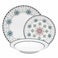 Printed Rim Shape Dinner Set of 12 Multicolour