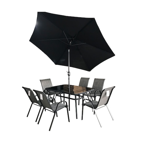 Procamp Patio Set 6 Person Umbrella,Base not Included Plus Extra Suppliers Delivery Charge Outside Doha