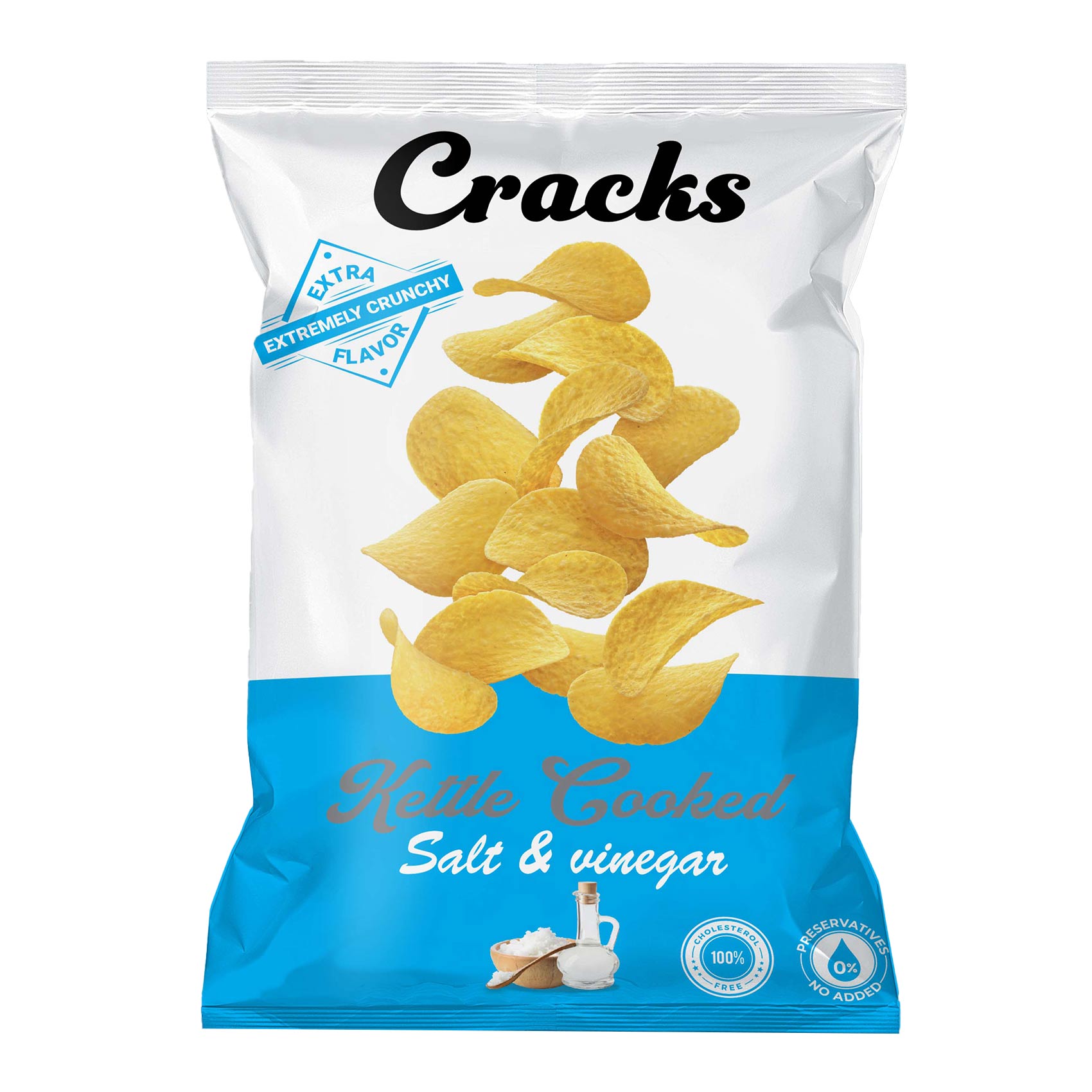 Cracks Kettle Cooked Chips – Salt and Vinegar – 105-115 gram Cracks Kettle Cooked Chips – Salt and Vinegar – 105-115 gram