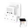 Blue Ocean - Extension Plug Double Plug Adaptor with 2 USB Charging ports  Automatic Adjustable Night Light and shelf White