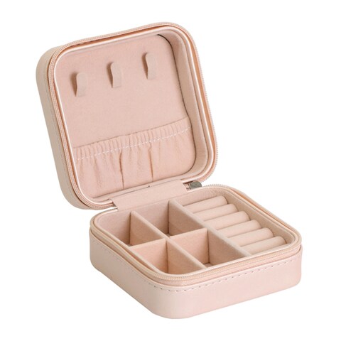 Anself-Small Portable Travel Jewelry Box Organizer Storage Case for Rings Earrings Necklaces