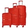 Hard Case Trolley Luggage Set of 3 For Unisex Polypropylene Lightweight 4 Double Wheeled Suitcase With Built In TSA Type Lock Travel Bag KH1005 Red