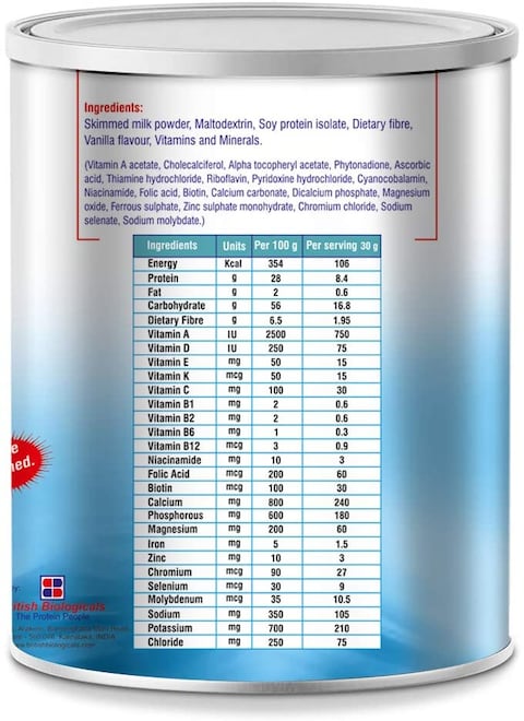 British Biologicals D-Protin  Healthy And Tasty Supplement For The Diabetic And Pre-Diabetic Person, High On Protein, Vanilla Flavor 400 Gm