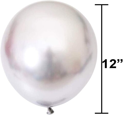Erweicet 12Inch Chrome Metallic Silver Balloons For Party 50 Pcs Thick Latex Balloons For Party Decorations (Silver)
