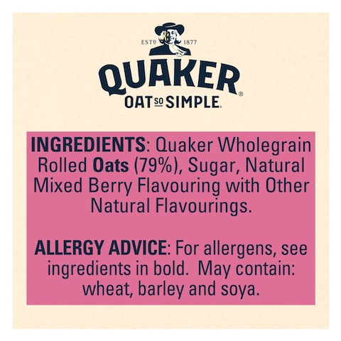 Quaker Oat So Simple Strawberry Raspberry And Cranberry Porridge 339g