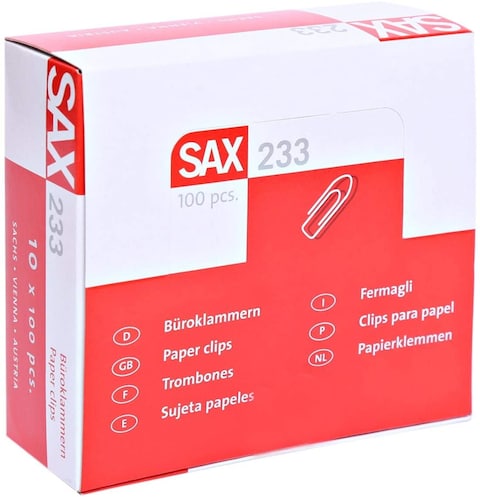 Generic Sax Paper Clips 10 Boxes X 100 Pieces, 233 30mm