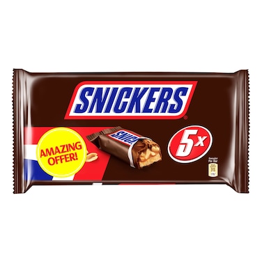 Snickers Peanut Chocolate Bar, 45g Pack of 5