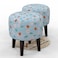 Wooden Twist Harlequin Puffy Ottoman Stool For Living Room ( Set of 2 )