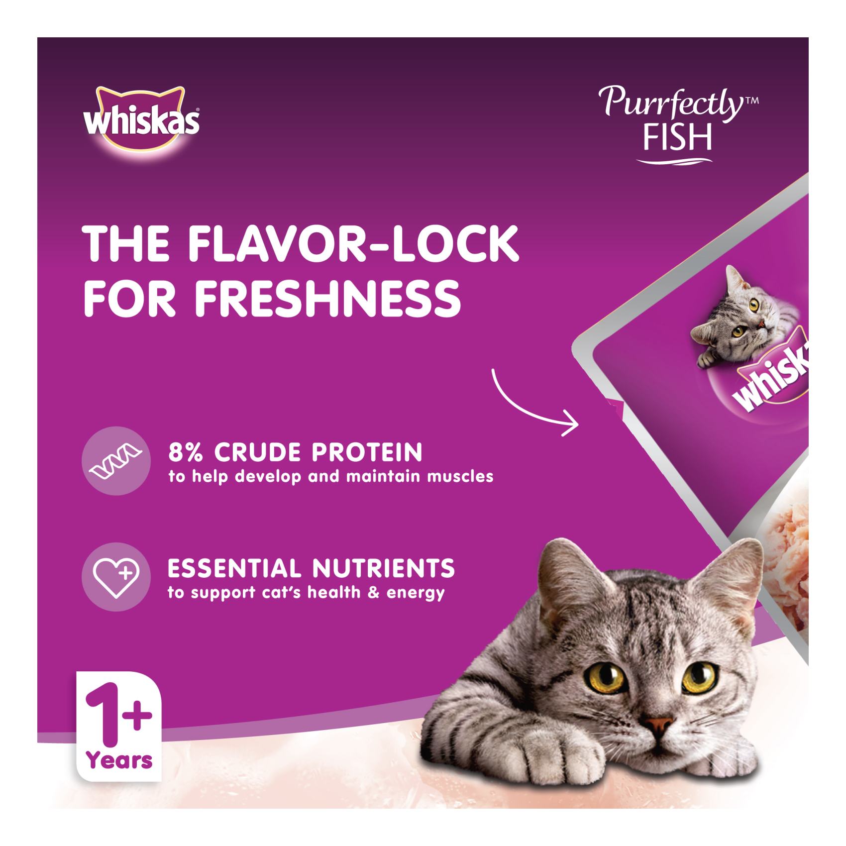 Whiskas Purrfectly Fish with Tuna Wet Cat Food 85g