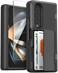 VRS Design Terra Guard Modern GO, Hinge Protection, For Samsung Galaxy Z Fold 4 Case Cover With 2 Card Holder Compartment &amp; Front Screen Protector - Matte Black