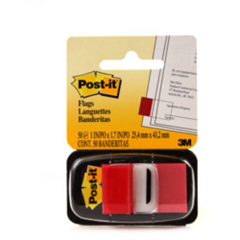 Post-It 3M Flag Red 680-1, 50 Flags/Pack, L 2.54 x B 4.32 cm