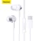 Baseus Type C Earphones, In-Ear Headphones With Microphone USB C Wired Earphones Support iPhone 15/ Plus/15 Pro/15 Pro Max/iPad Pro/Samsung S23/S23 Ultra S22/S22 Ultra Oneplus, Redmi Note 12 Pro White