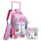 Eazy Kids 16" Set of 3 Trolley School Bag with Lunch Bag and Pencil Case Lama - Pink