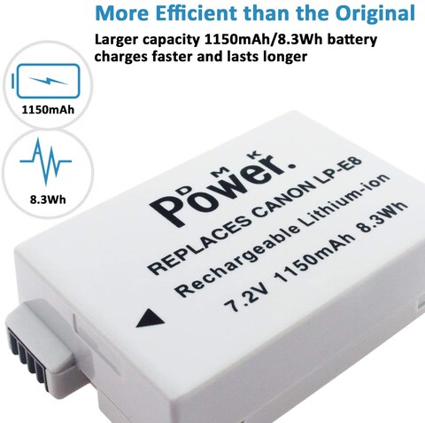 DMK Power LP-E8 Battery 1150mAh for Canon EOS Rebel T2i, T3i, T4i, T5i, EOS 550D, EOS 600D, EOS 650D, EOS 700D DSLR Digital Camera