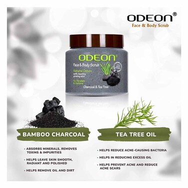 Odeon Scrub Charc&amp;Tea Tree 300Ml