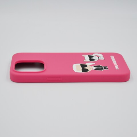 KARL LAGERFELD LIQUID SILICONE CASE KARL AND CHOUPETTE FOR iPhone 13 PRO PINK