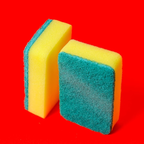 Royalford Royalbright Heavy Duty Scrub Sponges, RF10628 Scrub For Kitchen, Sink Use 2 In 1 Cleaning Pad Premium-Quality Ideal For Dish Wash Liquid Multi-Purpose No Scratch, Pack Of 2, Green