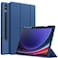 Case For Samsung Galaxy Tab S9 Plus 12.4-Inch, Translucent Back Tri-Fold Stand Protective Tablet Cover, Support S Pen Charging, Auto Wake/Sleep Blue