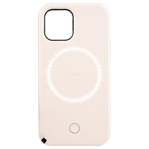 Lumee Halo Selfie Case for Apple iPhone 12 / 12 Pro - Studio-Like Front &amp; Back Light w/ Variable Dimmer &amp; Micropel AntiBacterial Protection Wireless Pass-Through Charging - Millenial Pink