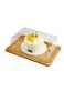 Lihan Wood Square Cake Tray With Acrylic Dome Cake Stand 23X33Cm (S) Server Square Cake Display Plate Veggie Bread Serving Platter Dessert Storage Tray For Donut Stand Fruit Bowl.
