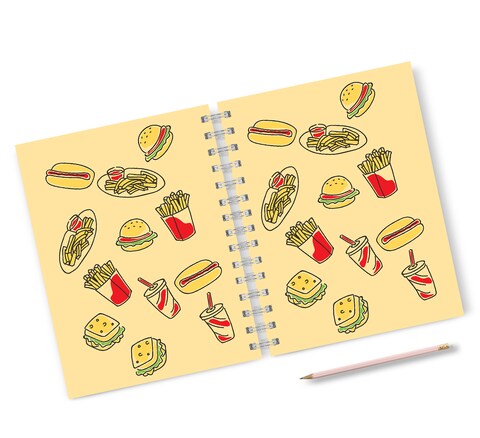 Loud Universe Hardcover Notebook Fast Food Burgers Fries Spiral Notebook with Premium High Quality Paper A5 Size