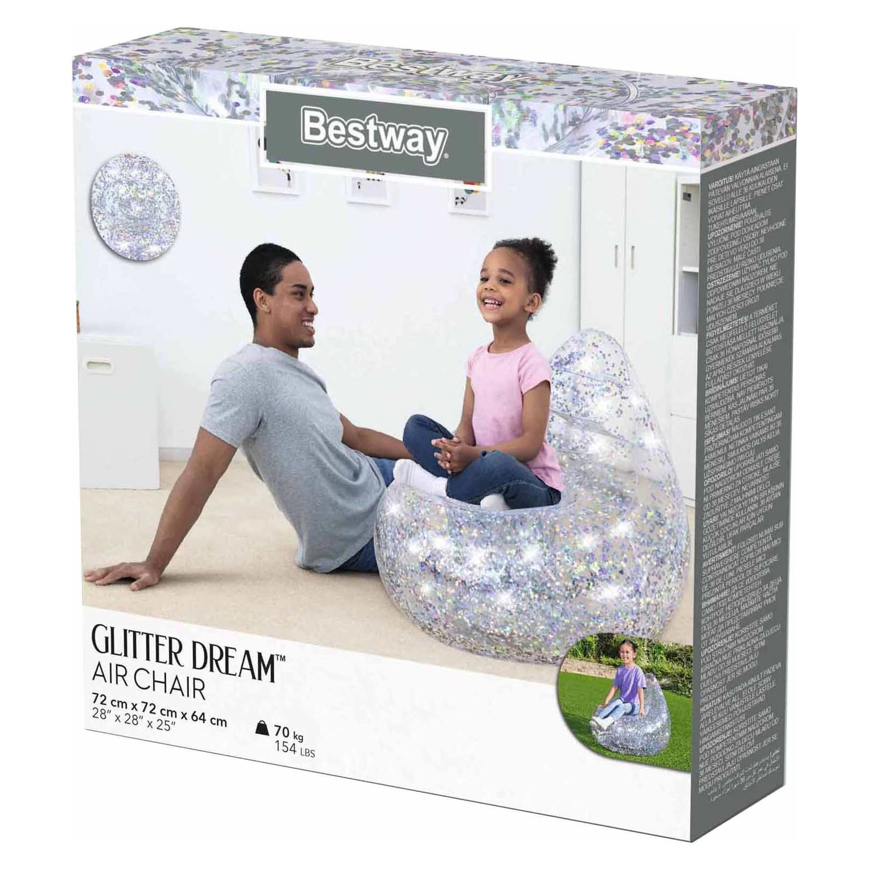 Bestway Glitter Dream Air Chair Silver 72x72x64cm