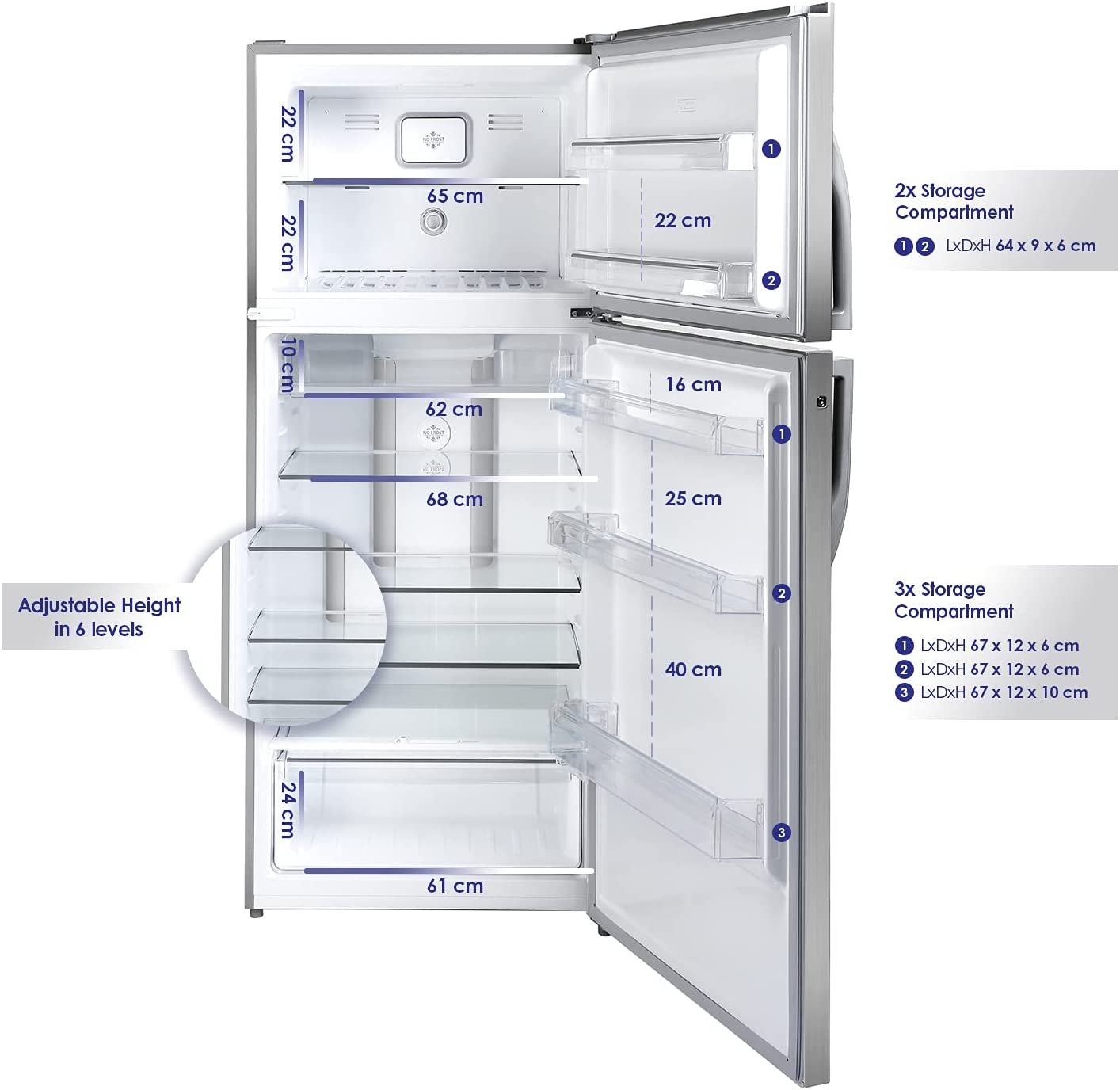 Super General 479L Net Capacity Double Door Refrigerator, Inox, SGR615I