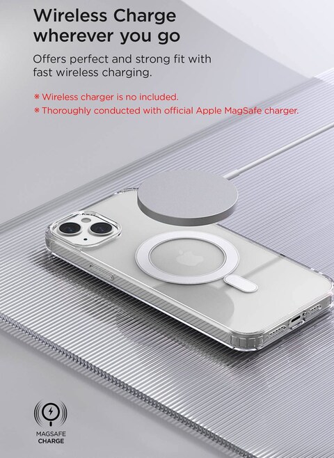 VRS Design Crystal Mixx Magnetic designed for iPhone 14 PLUS case cover compatible with MagSafe with Tempered Glass Screen Protector and Camera Lens Protector - Clear