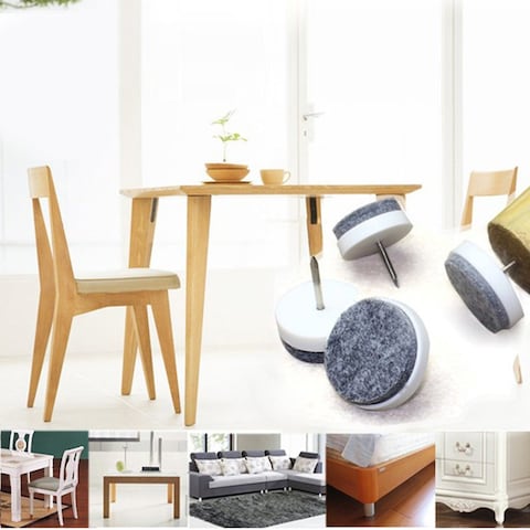 ROBUSTLINE FLOOR PROTECTOR GLIDE FOR FURNITURE LEG (FELT PAD) NAIL-ON TYPE ANTI SLIDE WHITE COLOR 35MM 4PCS/CARD
