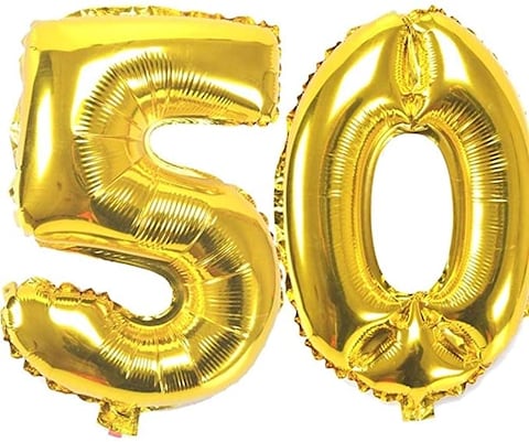 Gezhu - Party Decorations Adult Birthday Anniversary Decoration Supply Gold Silver 40 Inch Large Number Figure Balloons 10 20 30 40 50 60 70 80 90 Yrs