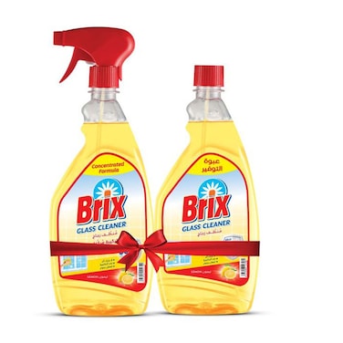 بريكس منظف زجاج برائحة الليمون - 500 مل + عبوة إضافية