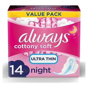 Always Cotton Soft Sanitary Pads with Wings - Ultra Thin Extra Long - 14 Pads